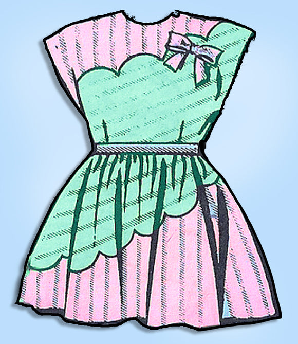 1950s Vintage Mail Order Sewing Pattern 8615 Uncut Toddler Girls Scalloped Dress Sz 2