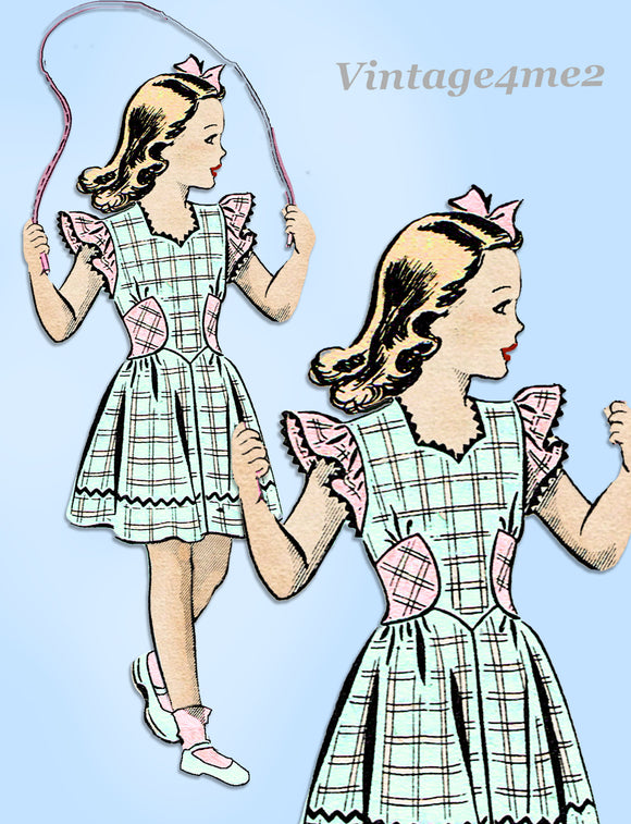 Mail Order 8756: 1940s Uncut Girls Playful Dress Size 8 Vintage Sewing Pattern