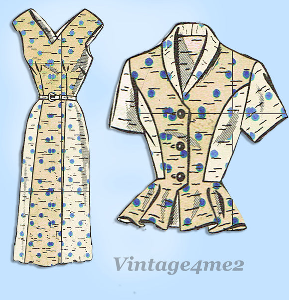 Mail Order 8915: 1950s Uncut Misses Dress & Jacket 39 B Vintage Sewing Pattern - Vintage4me2