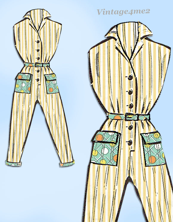 Mail Order 8943: 1950s Cute Romper or Coveralls Size 36 B Vintage Sewing Pattern