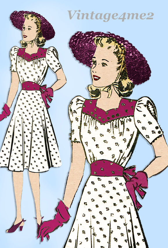 Mail Order 8945: 1940s Perfect WWII Street Dress Sz 32 B Vintage Sewing Pattern