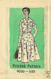 1950s Vintage Marian Martin Sewing Pattern 9030 Misses Shirtwaist Dress 35 Bust - Vintage4me2