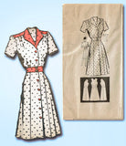 1940s Vintage Marian Martin Sewing Pattern 9077 Misses Shirtwaist Dress Sz 38 B