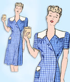 1940s Vintage Marian Martin Sewing Pattern 9114 WWII Wrap Around Dress Size 34 B