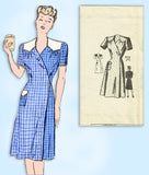 1940s Vintage Marian Martin Sewing Pattern 9114 WWII Wrap Around Dress Size 34 B