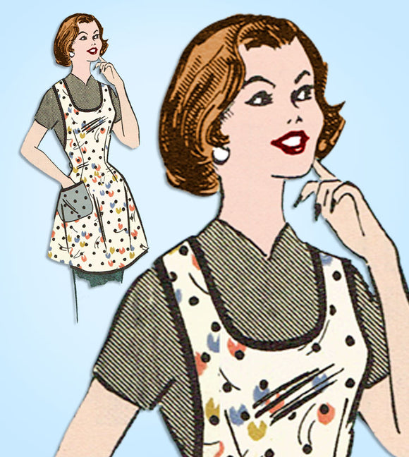 1950s Vintage Mail Order Sewing Pattern 9134 Misses Farm Kitchen Apron Fits Most