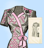 Marian Martin 9172: 1940s Misses Front Wrap Dress Sz 32 B Vintage Sewing Pattern