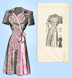 Marian Martin 9172: 1940s Misses Front Wrap Dress Sz 32 B Vintage Sewing Pattern