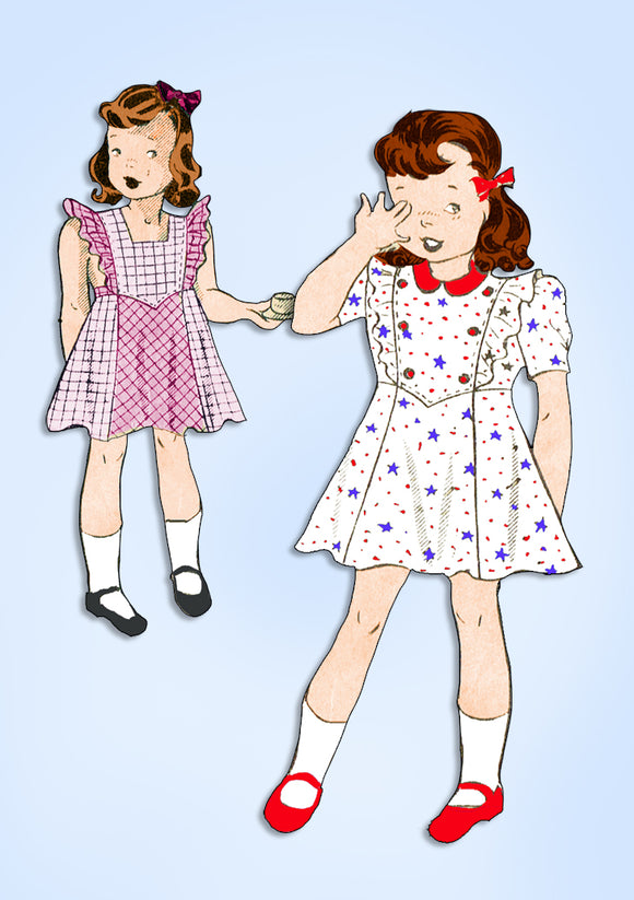 1930s Original Vintage Marian Martin Pattern 9548 Toddler Girls Pinafore Dress 2