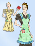 1930s Vintage Marian Martin Sewing Pattern 9902 Misses Farm Kitchen Apron Sz Med