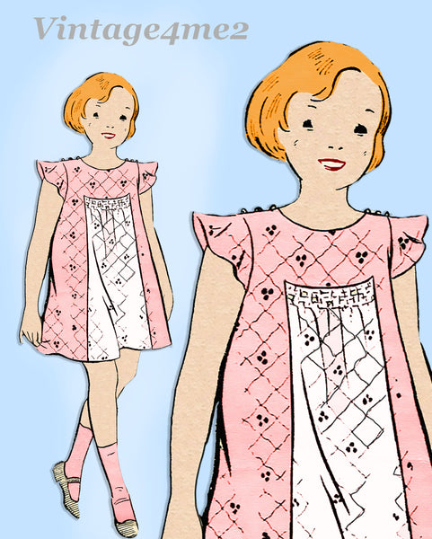 Anne Adams 1766: 1930s Toddler Girls Bloomer Dress Size 2 Vintage Sewing Pattern