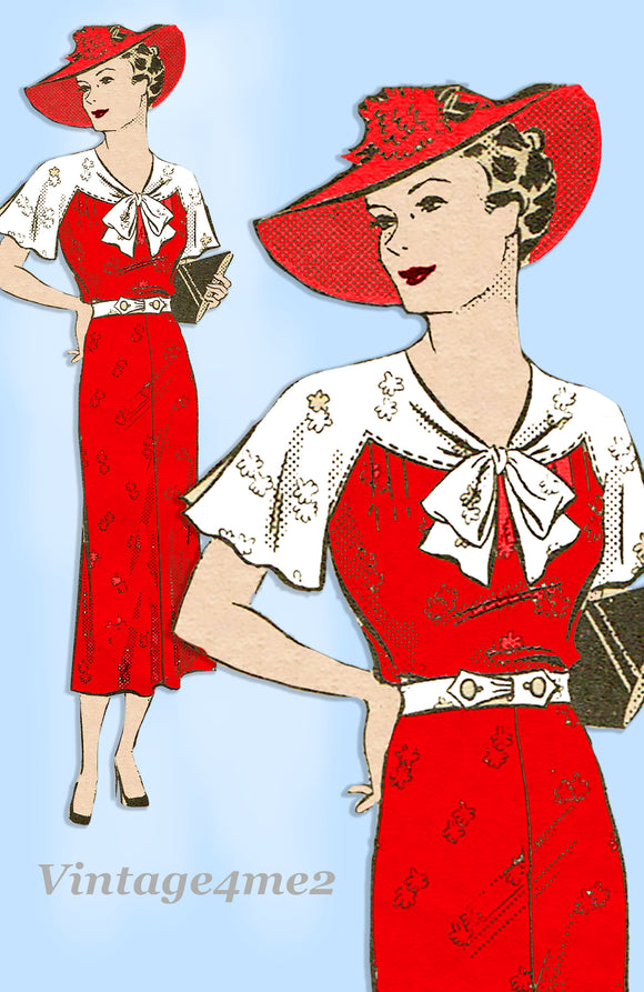 Anne Adams 4056: 1930s Plus Size Ladies Street Dress 40B Vintage Sewing Pattern