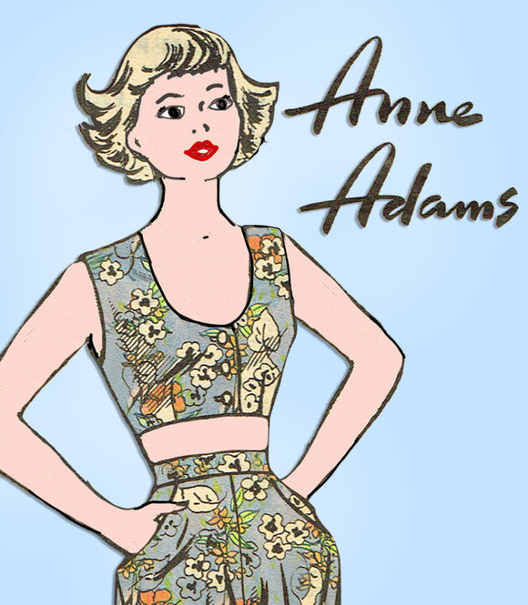 Anne Adams 4787: 1950s Misses Playsuit & Skirt Size 32 B Vintage Sewing Pattern - Vintage4me2