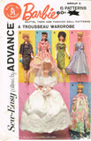 Advance 2895: 1960s Trousseau Barbie Doll Clothes Set Vintage Sewing Pattern