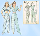 Advance 3754: 1940s Misses Topper & Trousers 36B Vintage Sewing Pattern