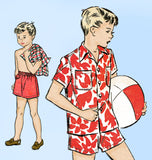 1940s Vintage Advance Sewing Pattern 5064 Toddler Boy's Swim Suit & Shirt Sz 4