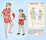 1940s Vintage Advance Sewing Pattern 5064 Toddler Boy's Swim Suit & Shirt Sz 4