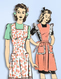 1940s Vintage Advance Sewing Pattern 3313 Misses Apron in 3 Styles Sz 32 34 Bust -Vintage4me2