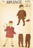 1940s Vintage Advance Sewing Pattern 4001 WWII Toddler Boys Winter Coat & Hat 3 - Vintage4me2