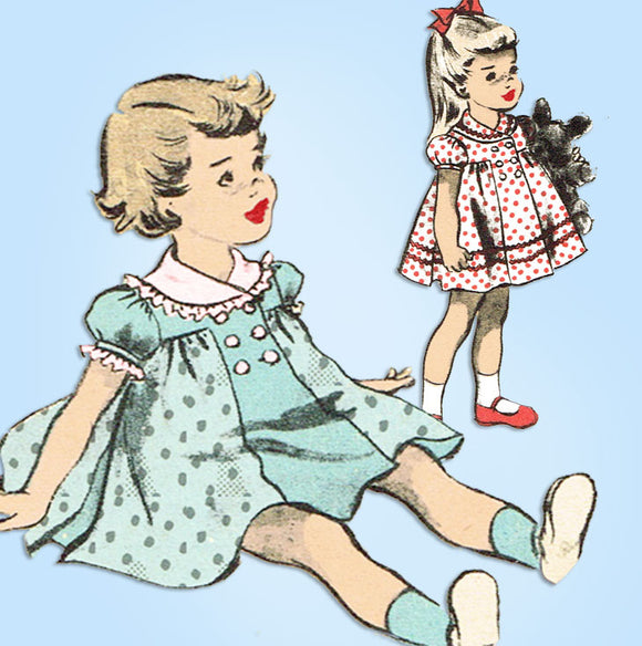 1950s Vintage Advance Sewing Pattern 5695 Cute Baby Girls Dress & Panties Size 1 - Vintage4me2