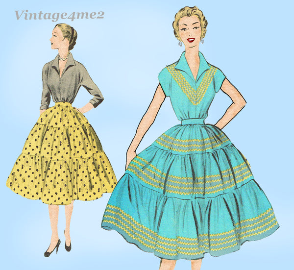 1950s Vintage Advance Sewing Pattern 6760 Uncut Misses Patio Dress Sz 36 B