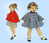 Advance 6945: 1950s Cute Baby Girls Flared Coat Sz 2 Vintage Sewing Pattern