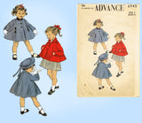 Advance 6945: 1950s Cute Baby Girls Flared Coat Sz 2 Vintage Sewing Pattern