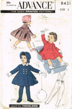 1950s Vintage Advance Sewing Pattern 8431 Toddler Girls Flared Coat & Bonnet Sz2 - Vintage4me2