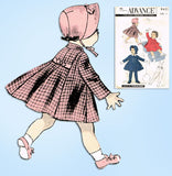 1950s Vintage Advance Sewing Pattern 8431 Toddler Girls Flared Coat & Bonnet Sz2 - Vintage4me2