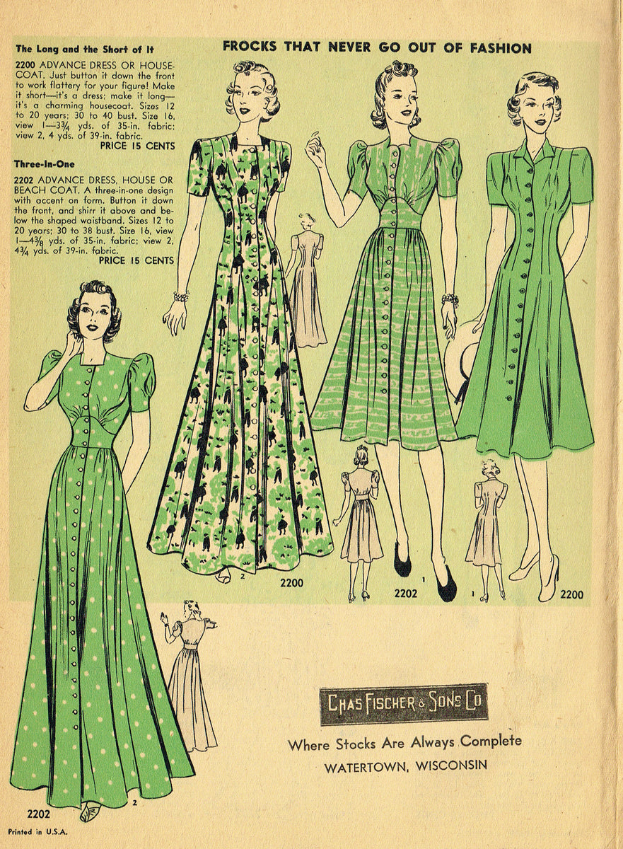 Digital Download Advance Fashion February 1939 Sewing Pattern Catalog ...