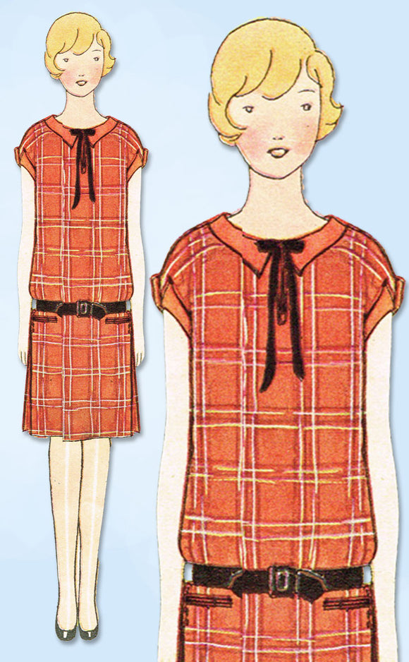 1920s VTG Butterick Sewing Pattern 1399 Uncut Junior Girls Flappper Dress Sz 31B