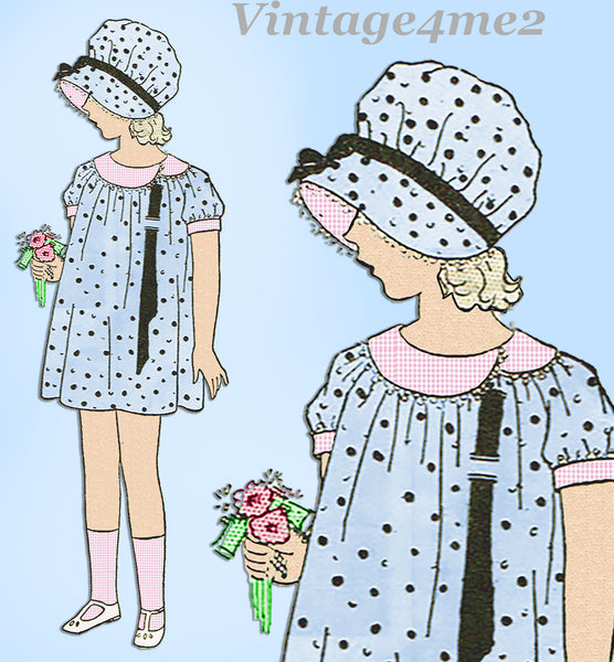 Butterick 2065: 1920s Baby Girls Bloomer Dress & Bonnet Sz 2 VTG Sewing Pattern