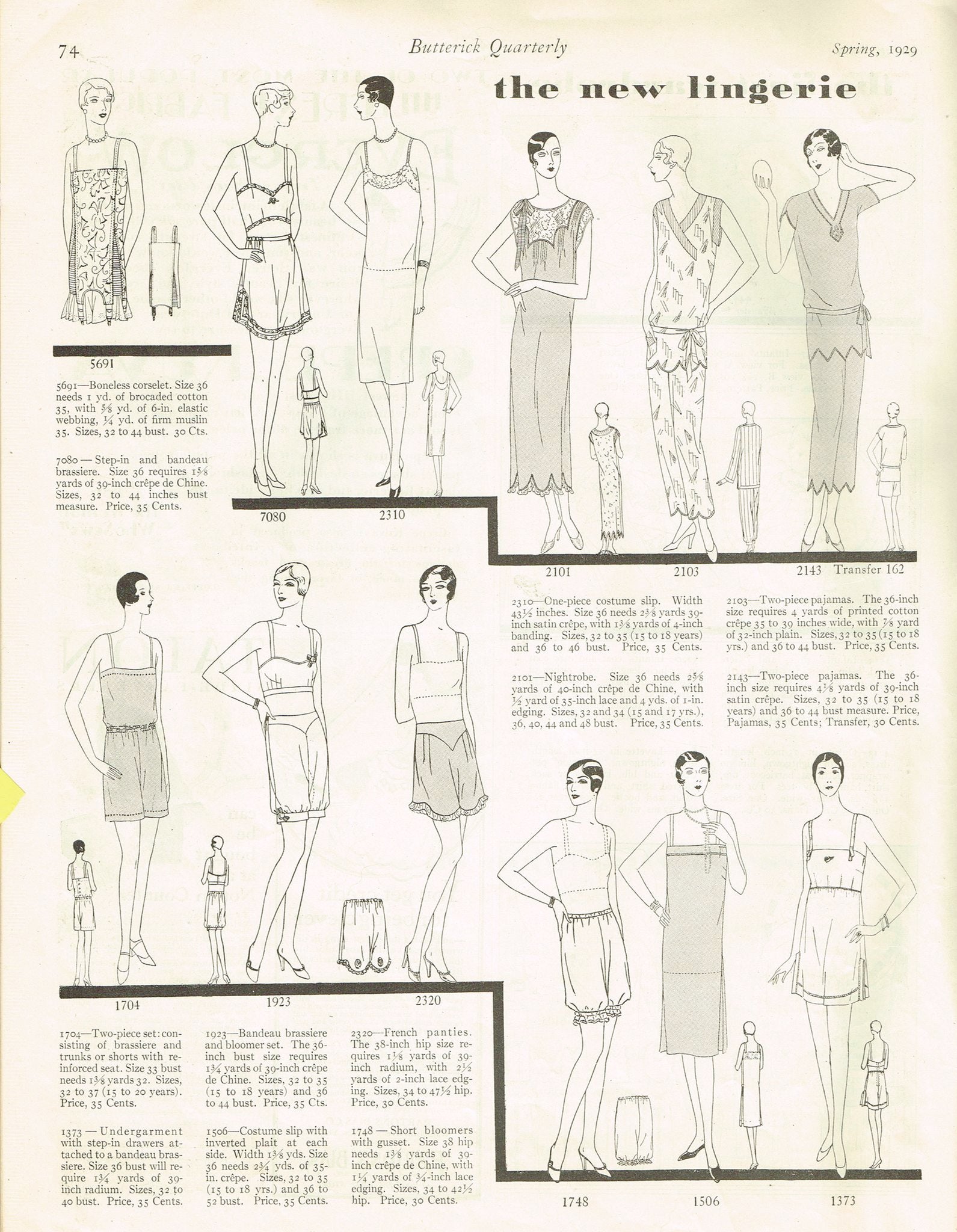 Butterick cami-knickers 5124 from 1924 1920s lingerie underwear