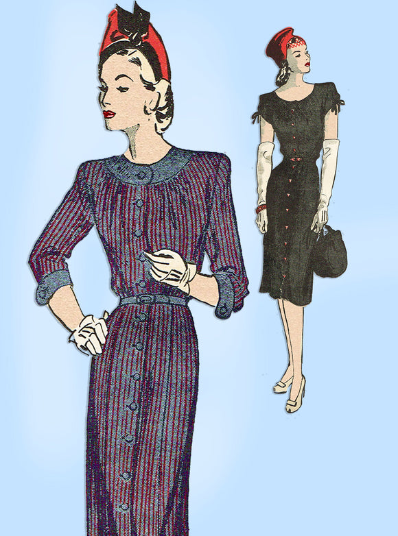 Butterick 3235: 1940s Uncut Misses WWII Dress Size 32 Bust Vintage Sewing Pattern