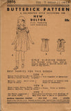 Butterick 3896: 1930s Cute Uncut Little Girls Dress Sz 9 Vintage Sewing Pattern