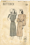 Butterick 4084: 1940s Misses Post WWII Day Dress Sz 30 B Vintage Sewing Pattern