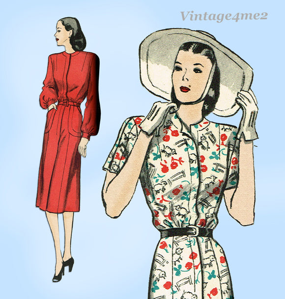 Butterick 4084: 1940s Misses Post WWII Day Dress Sz 30 B Vintage Sewing Pattern