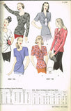 1940s Vintage Butterick Sewing Pattern 4324 Uncut Misses Blouse Gr8 Lines 30 B