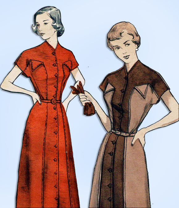 1950s Original Vintage Butterick Pattern 5185 Misses Colorblock Dress Size 30 B