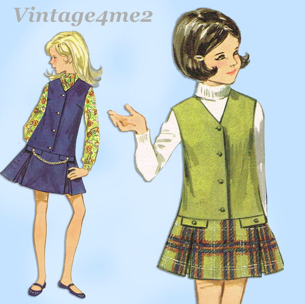 1960s Vintage Butterick Sewing Pattern 5442 Uncut Toddler Girls School Jumper Sz6