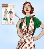 1950s Vintage Butterick Sewing Pattern 5937 Easy Misses Halter Apron Fits All