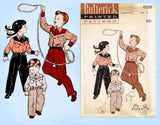 Butterick 6328: 1950s Toddlers Cowboy Play Clothes Sz 4 Vintage Sewing Pattern