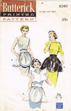 1950s Vintage Butterick Sewing Pattern 6340 Easy One Yard Petal Apron Fits All