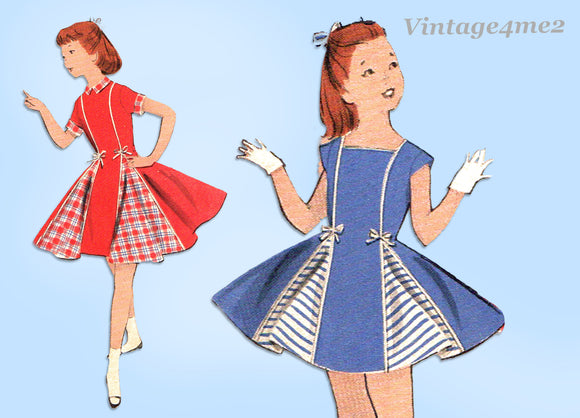 1950s Vintage Butterick Sewing Pattern 7875 Cute Toddler Girls Party Dress Size 6