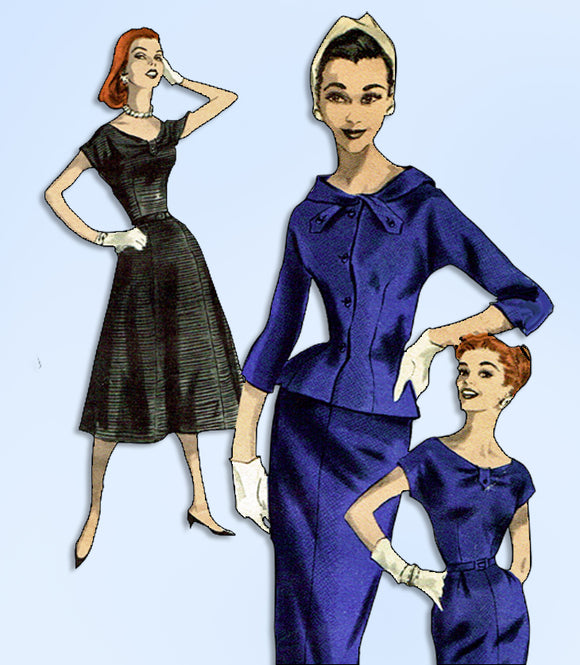 1950s Original Vintage Butterick Pattern 7934 Misses Dress and Jacket Sz 32 Bust