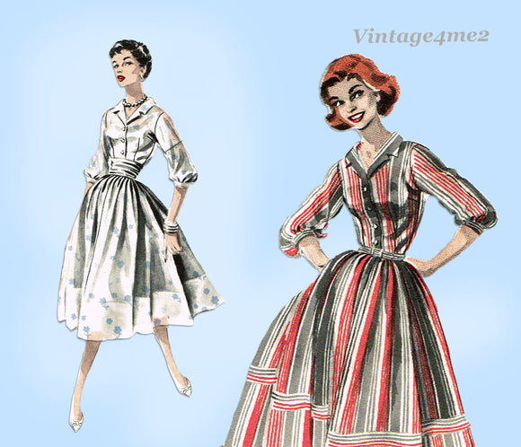 Butterick 8147: 1950s Misses Shirtawaist Dress Sz 36 Bust Vintage Sewing Pattern