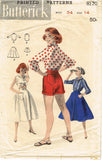 1950s Original Vintage Butterick Pattern 8170 Misses Shorts Blouse & Skirt 34 B