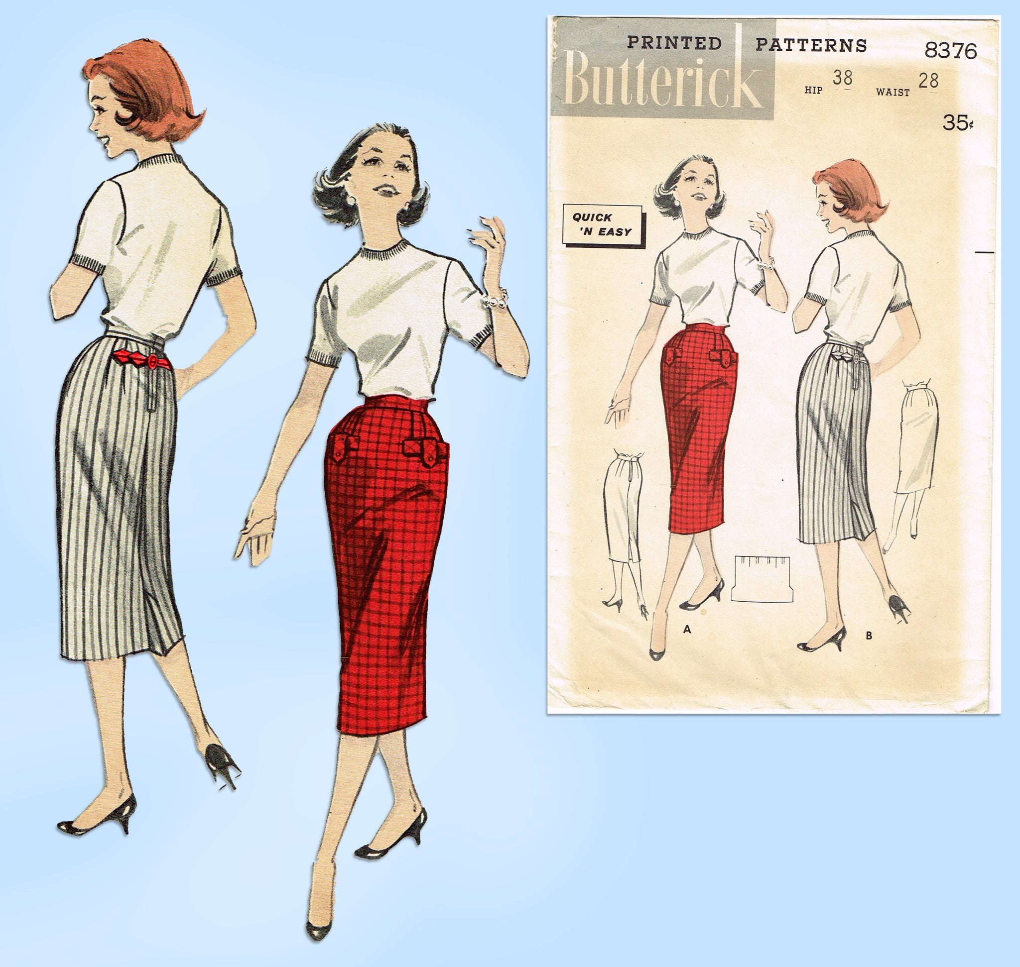 Falda lápiz delgada para mujer, patrón de costura vintage de los años 50 –  Vintage Sewing Pattern Company
