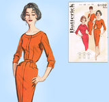 1960s Vintage Butterick Sewing Pattern 9102 Uncut Misses Wiggle Dress Sz 34 Bust