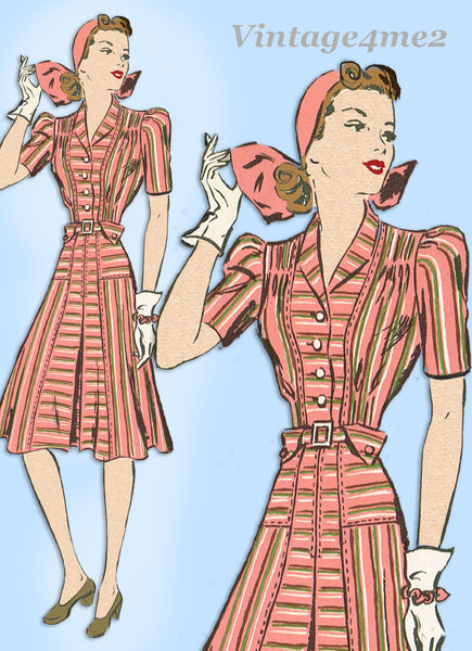 Butterick 9185: 1930s Misses WWII Dress Size 38 Bust Vintage Sewing Pattern